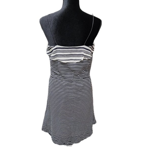 Madewell Black/White Silk Striped Drawstring Tie at Waist dress 6 - Picture 2 of 7